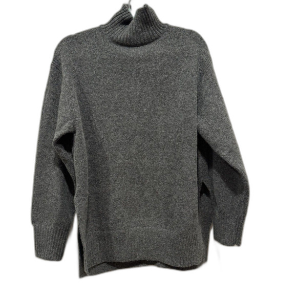 H&M Turtleneck Sweater Wool Blend Gray Pullover Winter Oversized Knit Women Sz S - Picture 1 of 6